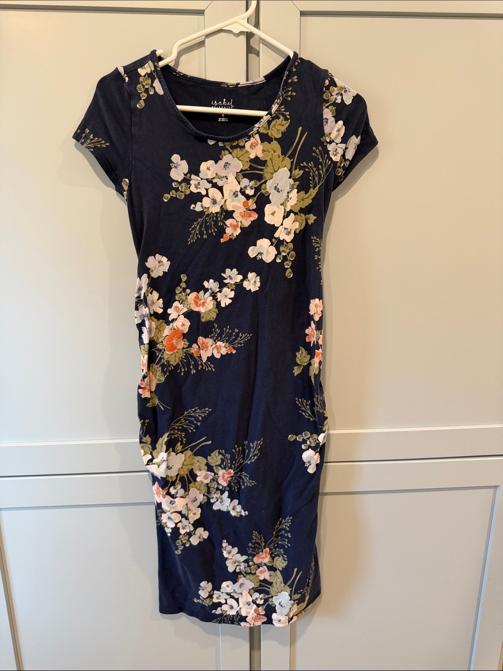 Floral Navy Short-Sleeve Maternity Dress